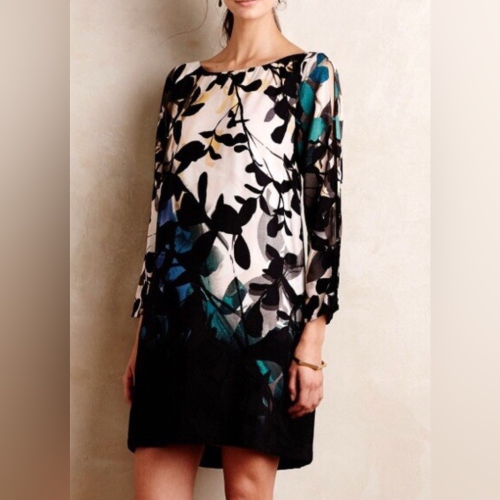 Maeve Cream A-line Dress with Cuffed Sleeves